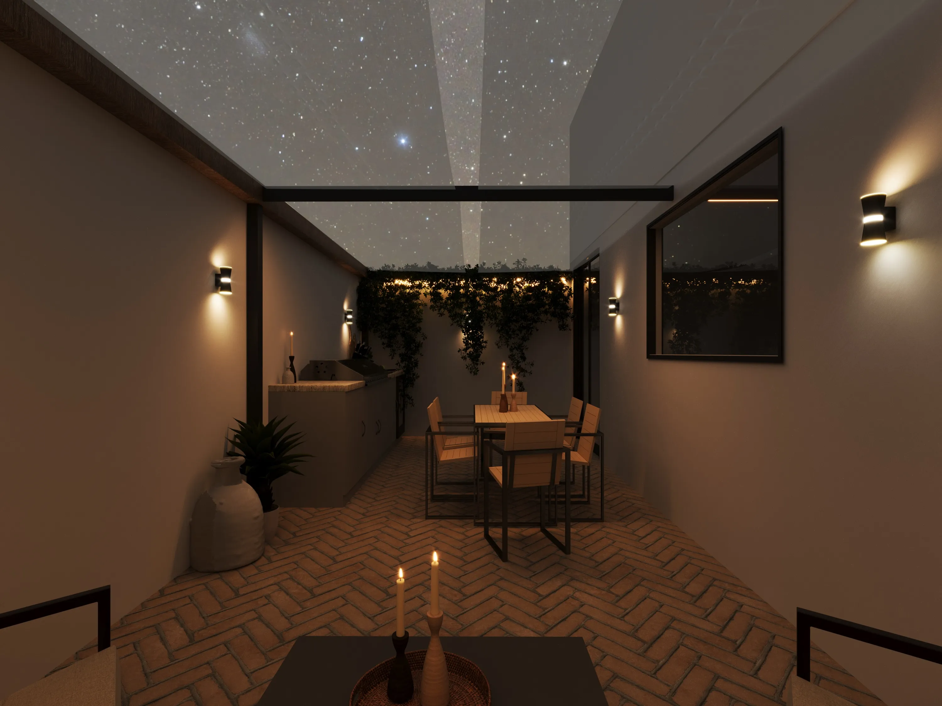 Terraza nocturna, vista general