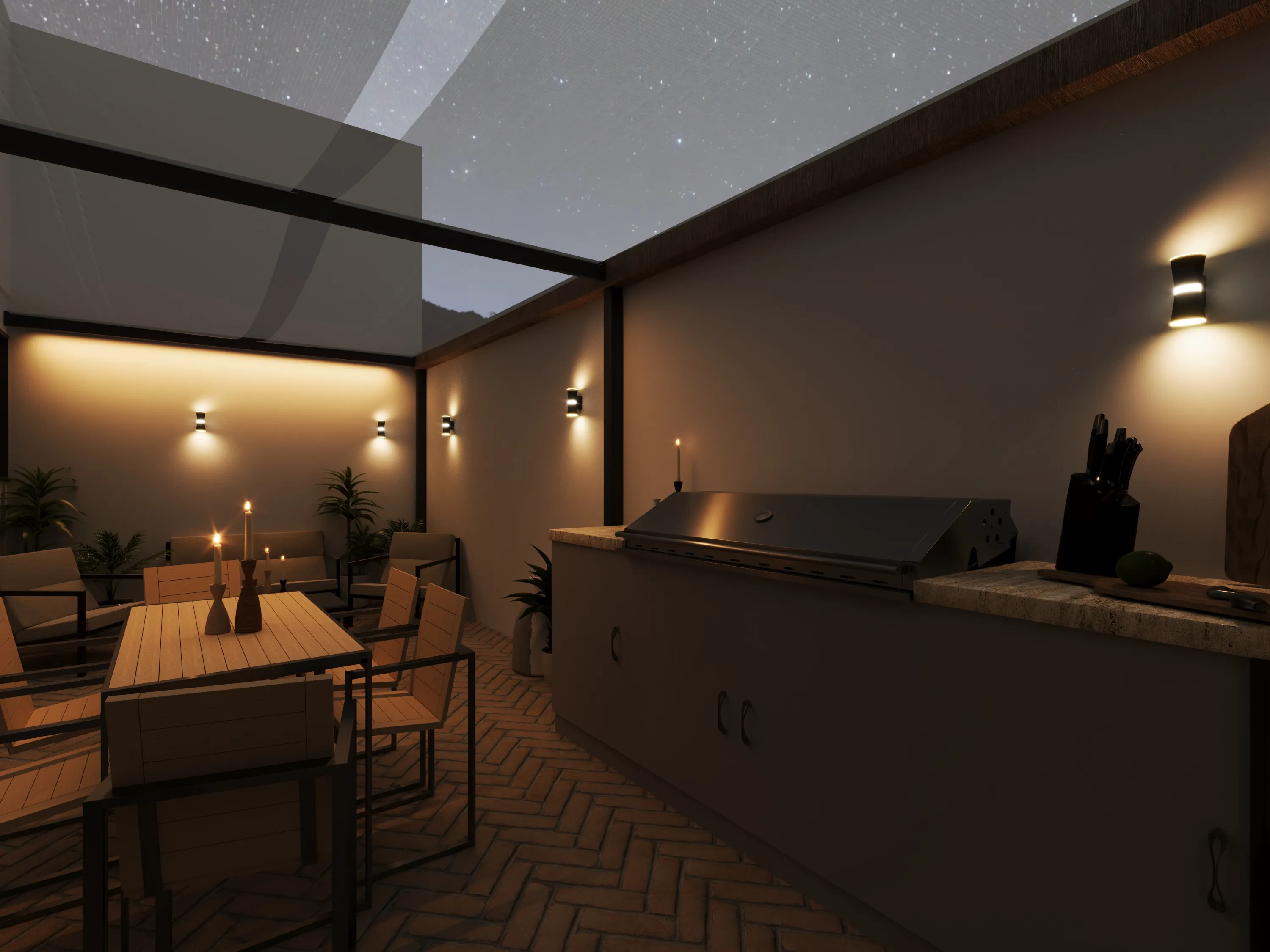 Terraza nocturna, zona de comedor